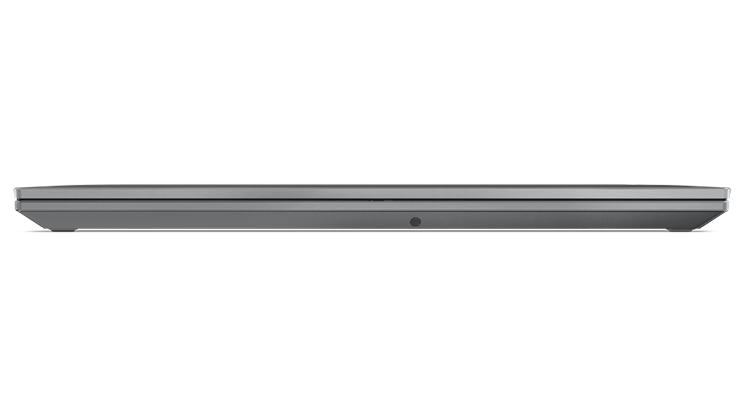 Vooraanzicht van ThinkPad P16s (16'', AMD) mobile workstation, gesloten, met de rand van de boven- en achterkant zichtbaar