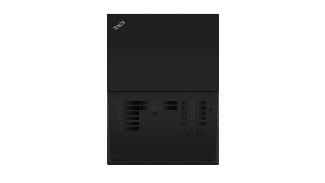 ThinkPad T14 de 14″ (35,56 cm, Intel): vista de pássaro da cobertura superior e inferior, totalmente aberto a 180 graus