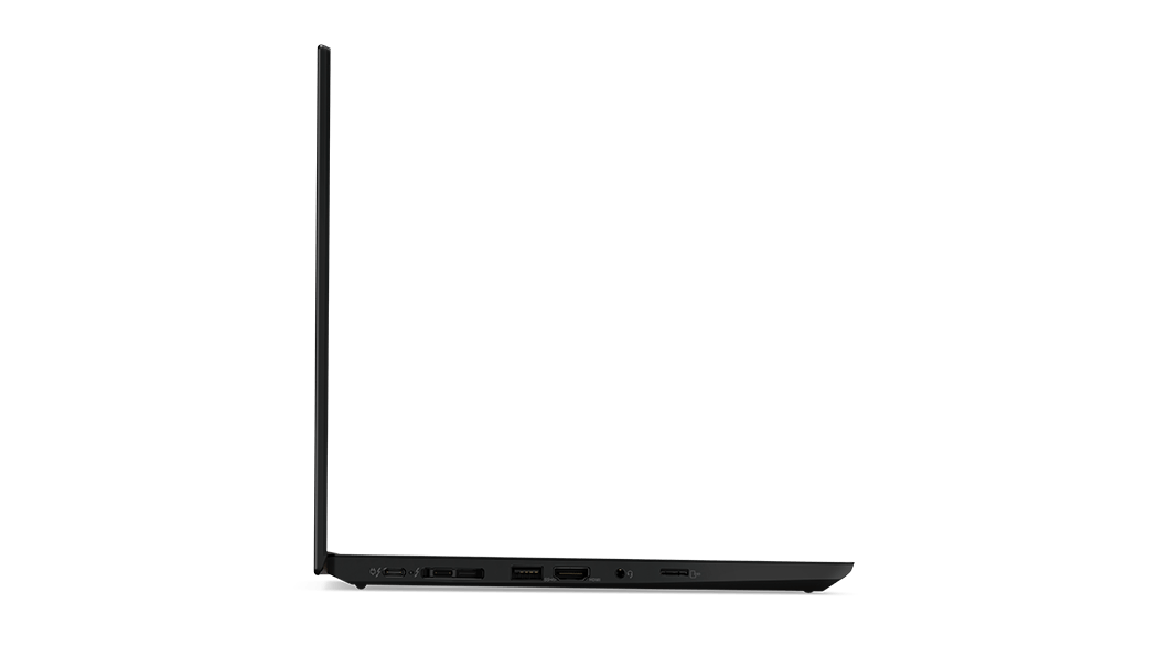 Vue de profil droit du portable ThinkPad T14 (14″ Intel), ouvert à 90 degrés