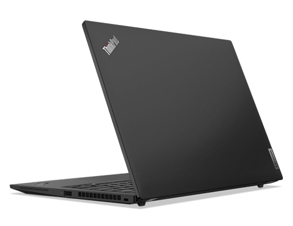 Rear view of ThinkPad T14s Gen 3 (14” Intel), showing front cover with Lenovo logo and part of keyboard