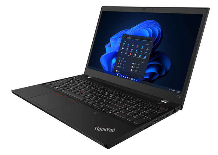 Right side view of ThinkPad T15p Gen 3 (15" Intel) mobile workstation, displaying display, keyboard, and ports