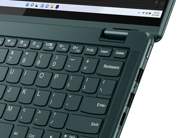 Close-up of Lenovo Yoga 6 Gen 7 laptop keyboard.