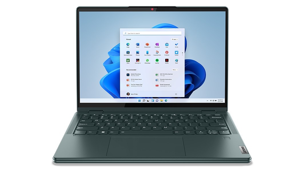 Yoga 6 Gen 8-laptop, vooraanzicht met ingeschakeld scherm