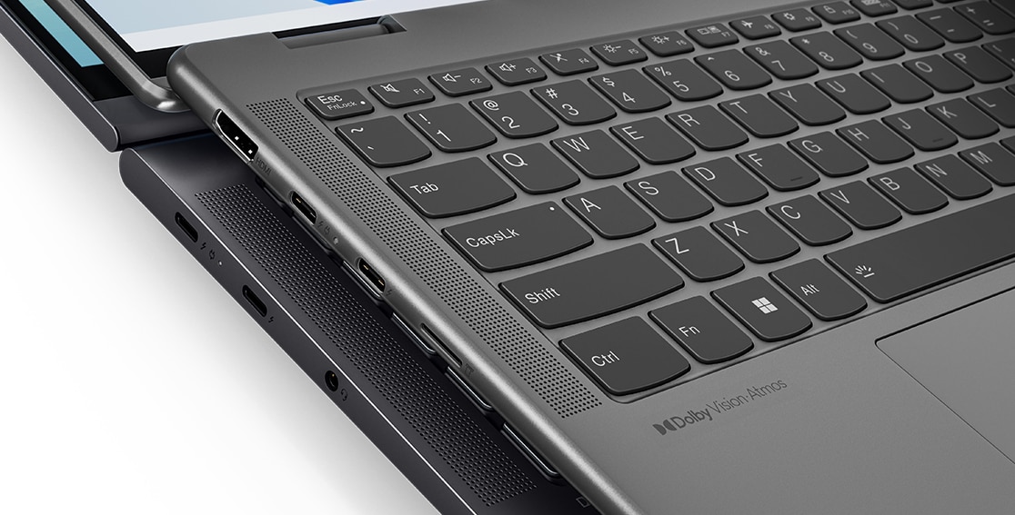 Yoga 7 Gen 7 laptop closeup view of ports on side
