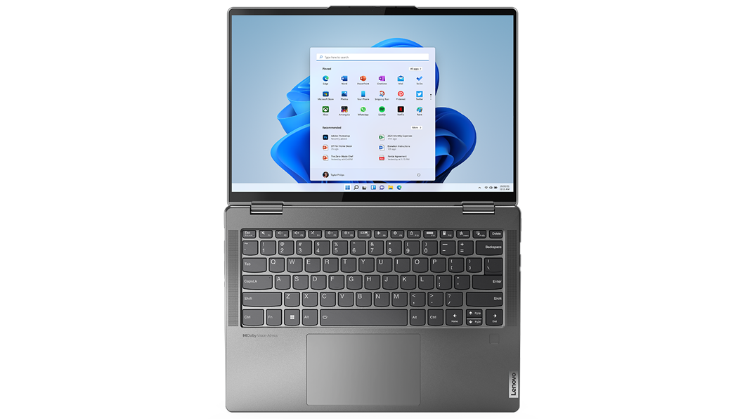 Vista superior de la notebook Lenovo Yoga 7i 7ma Gen (14