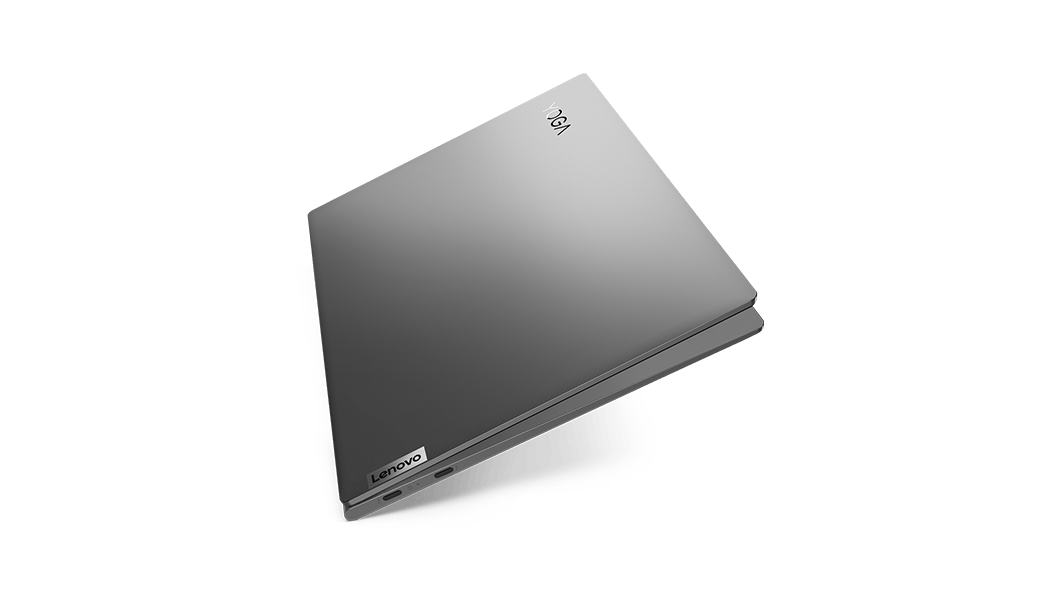 Side view of closed Lenovo Yoga Slim 7i (13”) in Iron Grey color