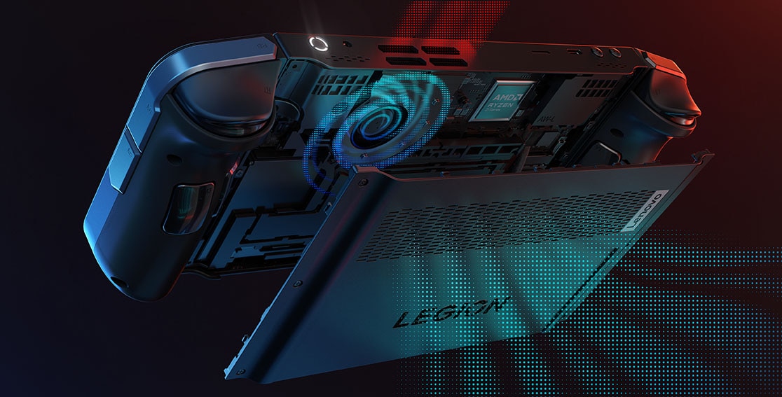 Closeup of thermal design on Legion Go handheld