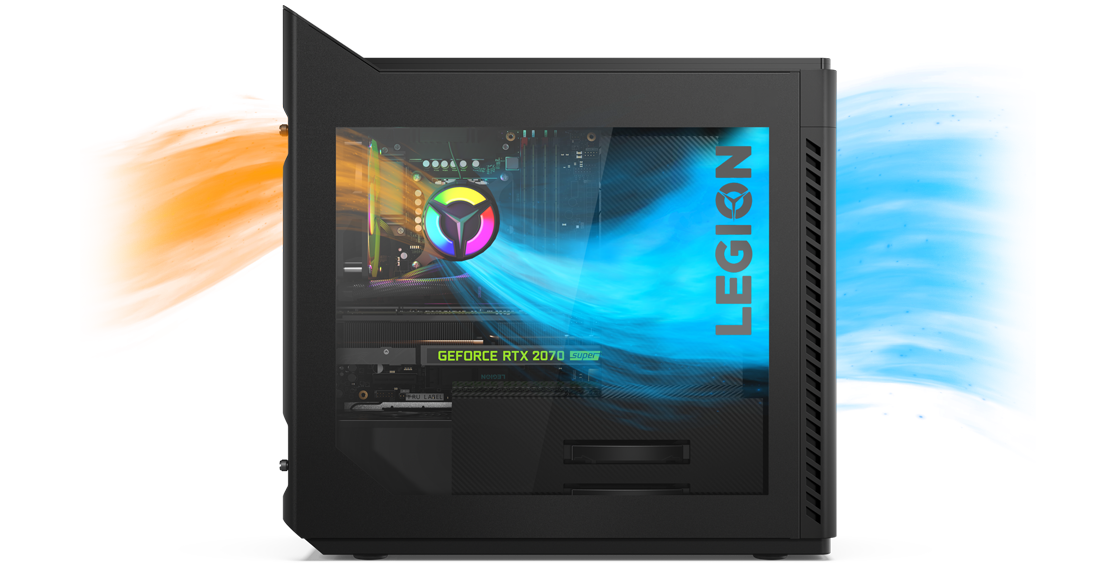 A side view of a Lenovo Legion Tower 5i, showing NVIDIA® GeForce RTX™ 270 logo