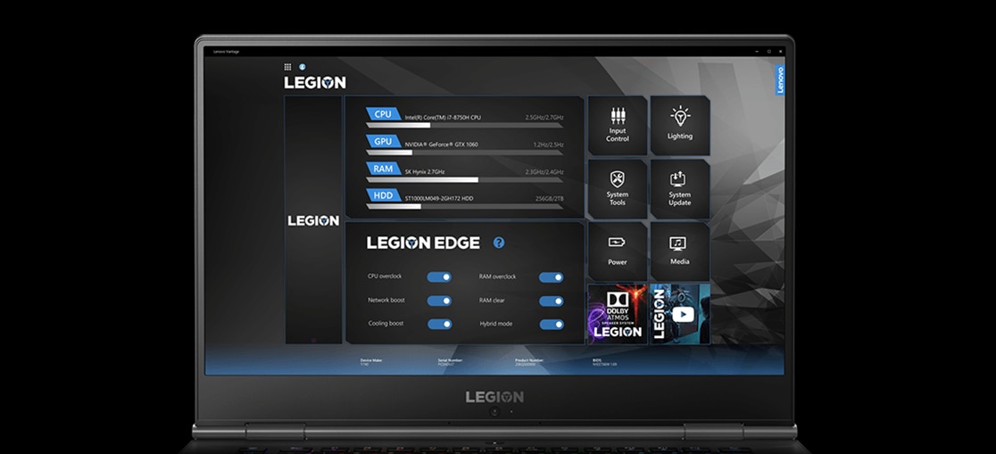 Lenovo Legion Y740 15” gaming laptop: Lenovo Vantage with Legion Edge