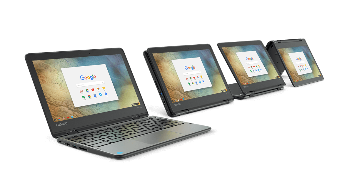 Lenovo N23 Yoga Chromebook, in laptop, tablet, stand, and tent modes