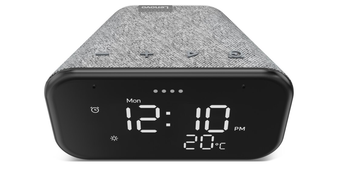 Lenovo Smart Clock Essential front-top view with volume control buttons