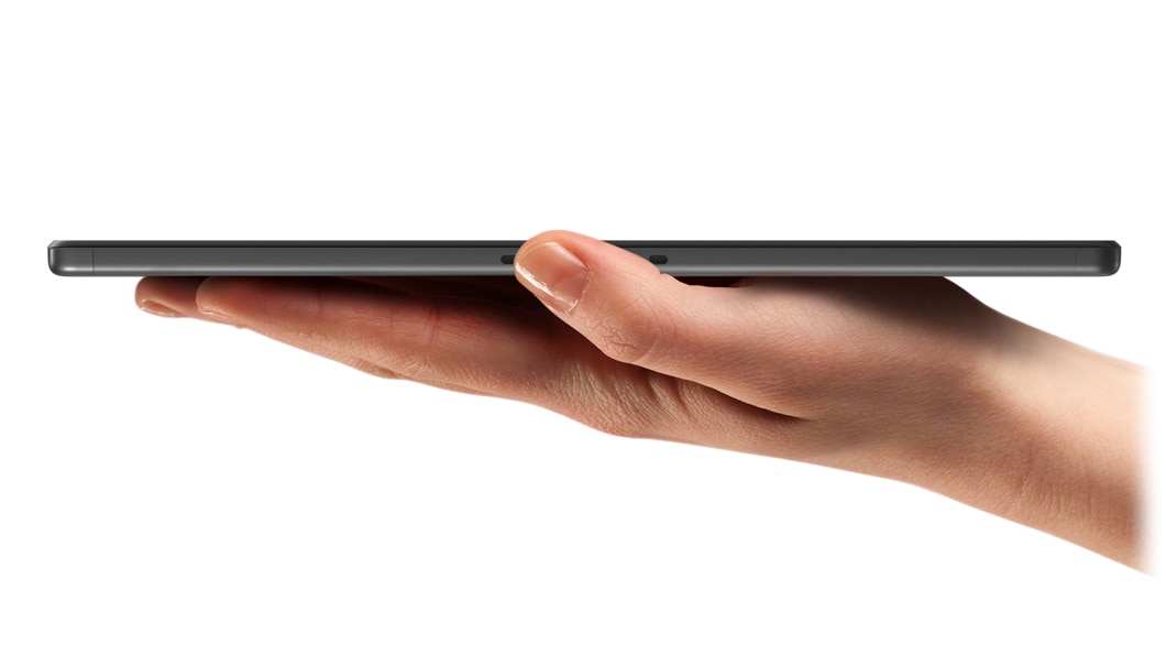 Hand holding a Lenovo Smart Tab M10 FHD Plus (2nd Gen)