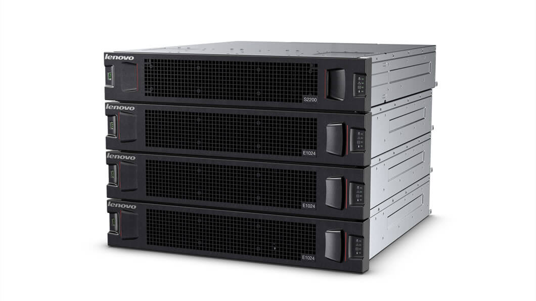 Lenovo Storage S2200 Left Side View of Stacked storage