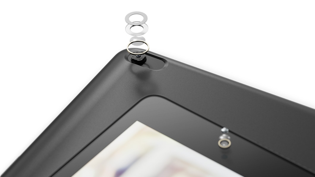 Detail view of camera assemblies on the Lenovo Tab E8.