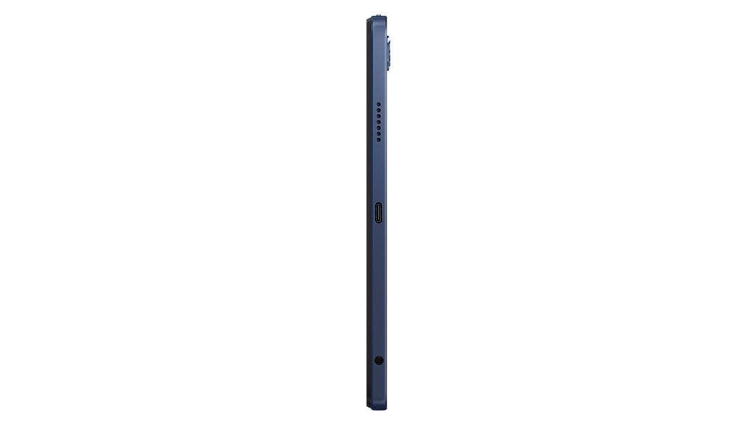 Bottom profile view of the Lenovo Tab M10 5G, illustrating thin design and showing ports and speaker