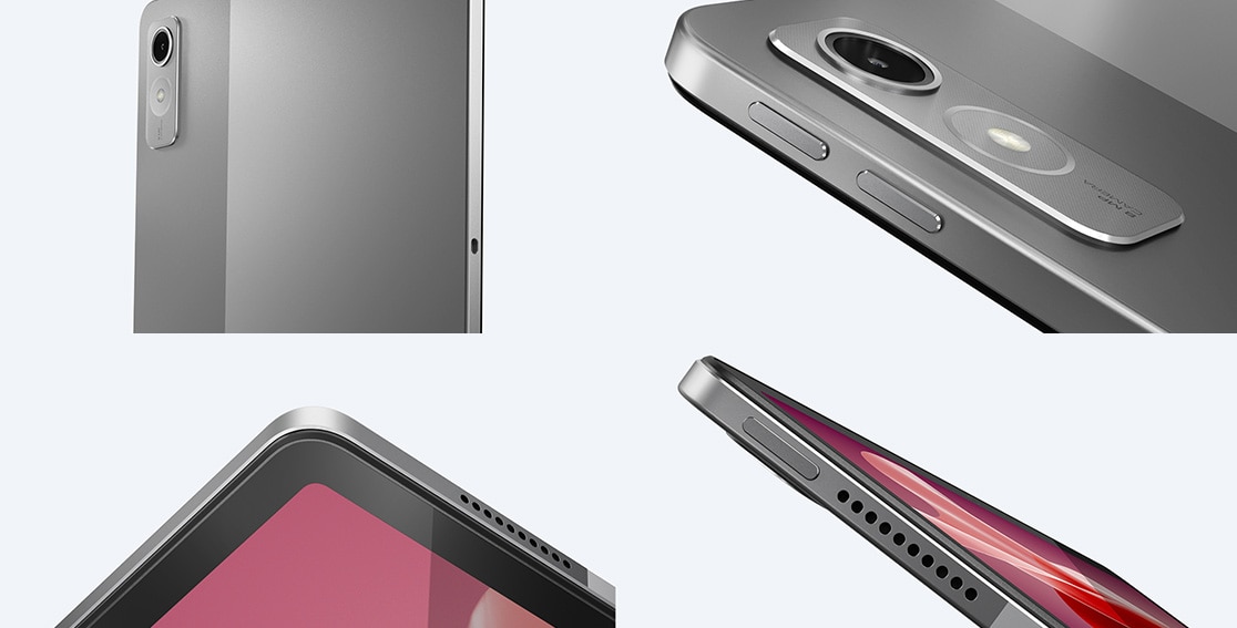 Four closeup photos of the Tab P12 from different angles