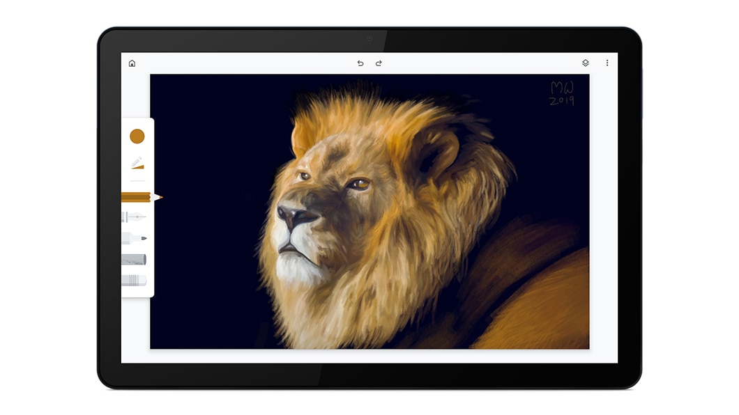O tablet IdeaPad Duet Chromebook a mostrar o Chrome Canvas