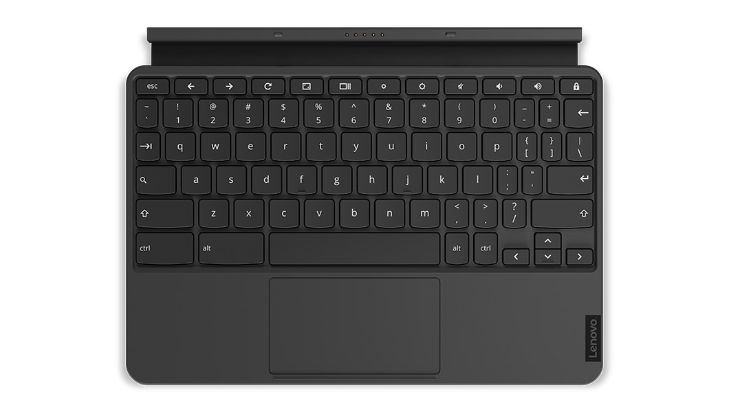 Bovenaanzicht van het toetsenbord van de IdeaPad Duet Chromebook