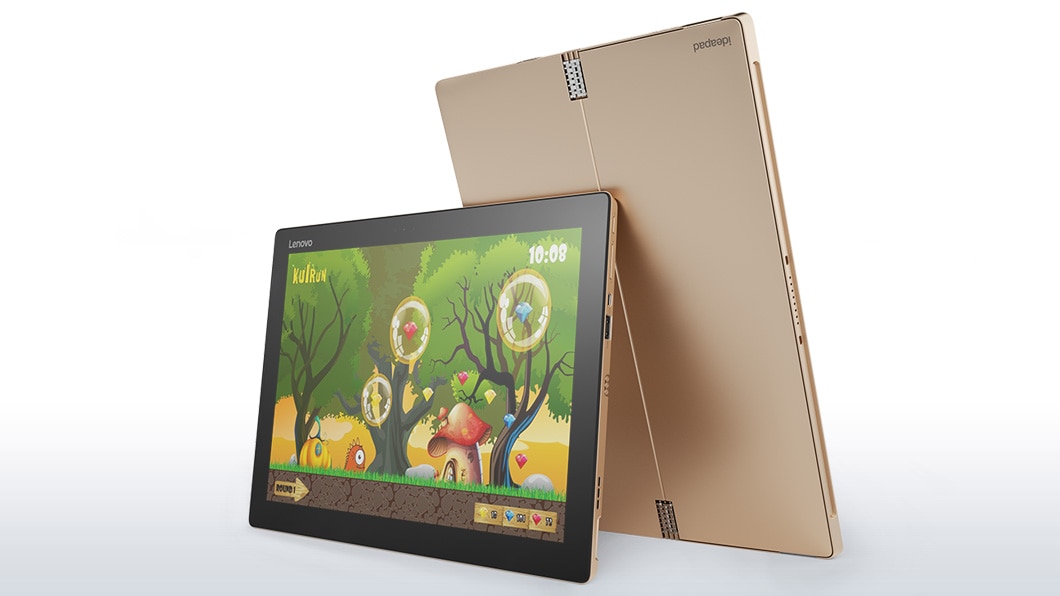 Lenovo Tablet Ideapad Miix 700 in Gold, Front and Back Views