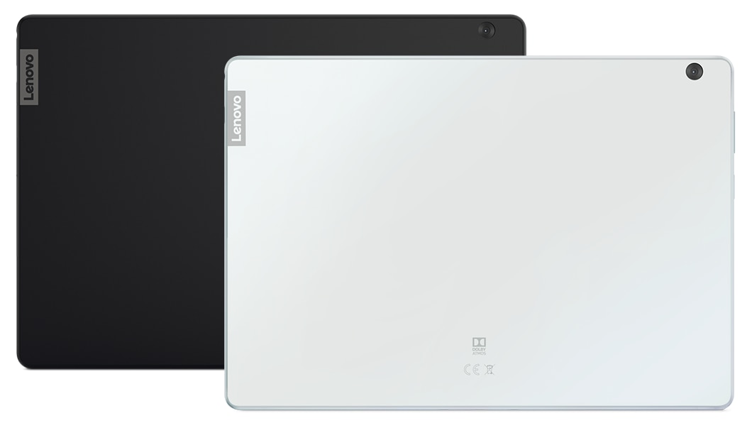 Lenovo Tab M10, back view, silver and black models