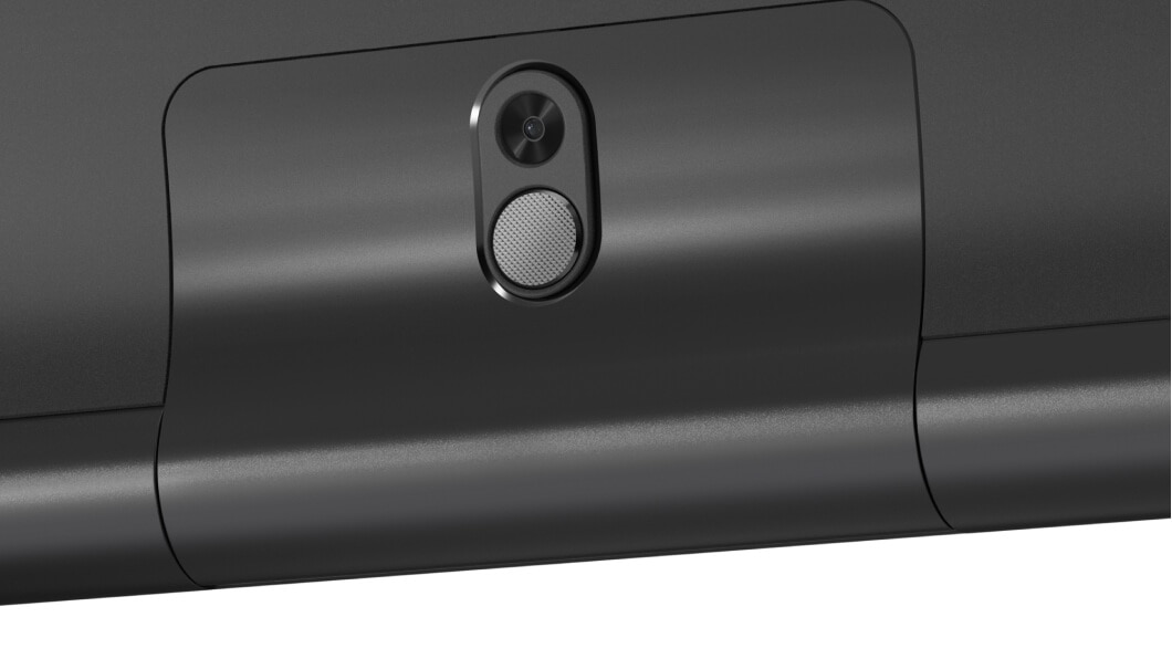Primer plano de la Lenovo Yoga Smart Tab con la cámara del Asistente de Google