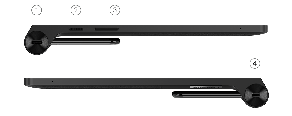 Планшет Lenovo Yoga Tab 13, вид справа и слева