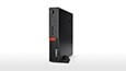 Lenovo ThinkCentre M710 Tiny, vertically positioned in stand, front right side view thumbnail