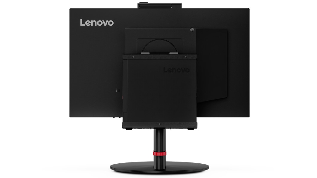 Rear side of Lenovo Tiny-in-One with ThinkCentre M625q Thin Client mounted in back.