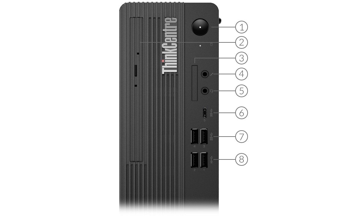 Порты на боковой панели ПК Lenovo ThinkCentre M70s