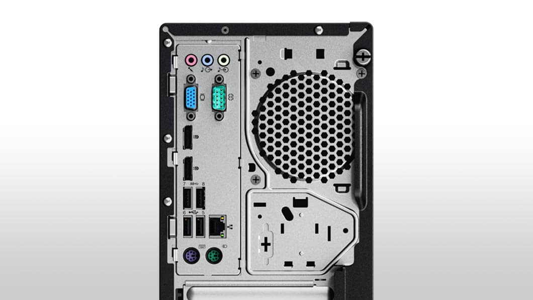 Lenovo ThinkCentre M710 Tower, back upper half ports detail view