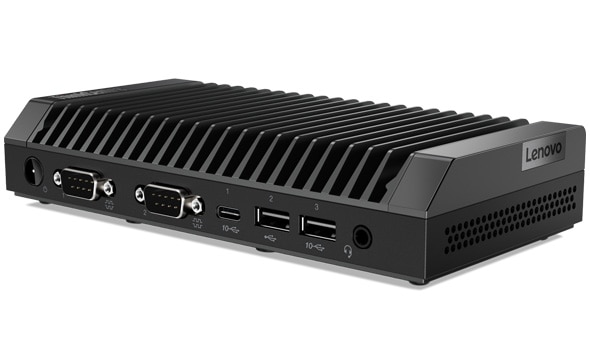 An angled view of the ThinkCentre M75n IoT, showing the various ports