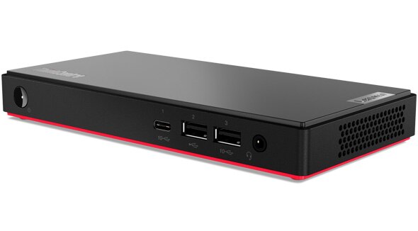 Side view of ThinkCentre M75n Thin Client, showing front ports