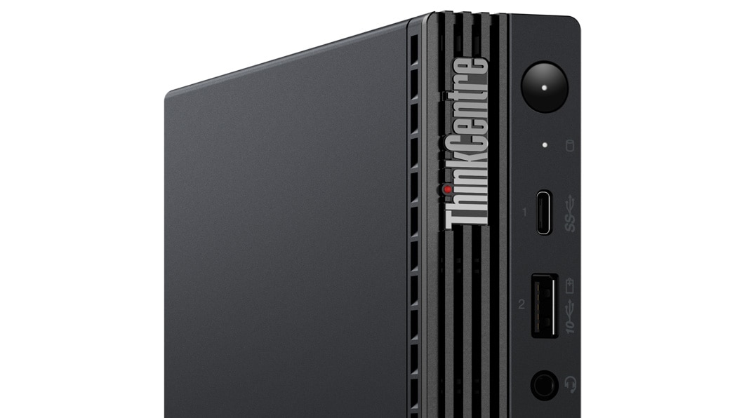Lenovo ThinkCentre M80q, nærbillede af portene på forsiden
