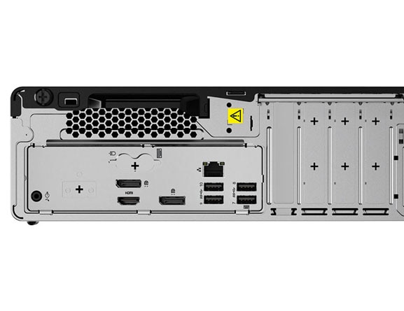 Close-up of Lenovo ThinkCentre M80s Gen 3 rear ports