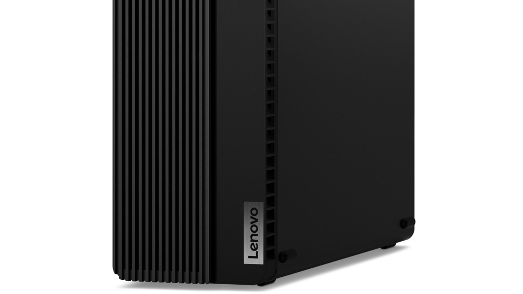 Närbild på den undre frontpanelen på Lenovo ThinkCentre M80s