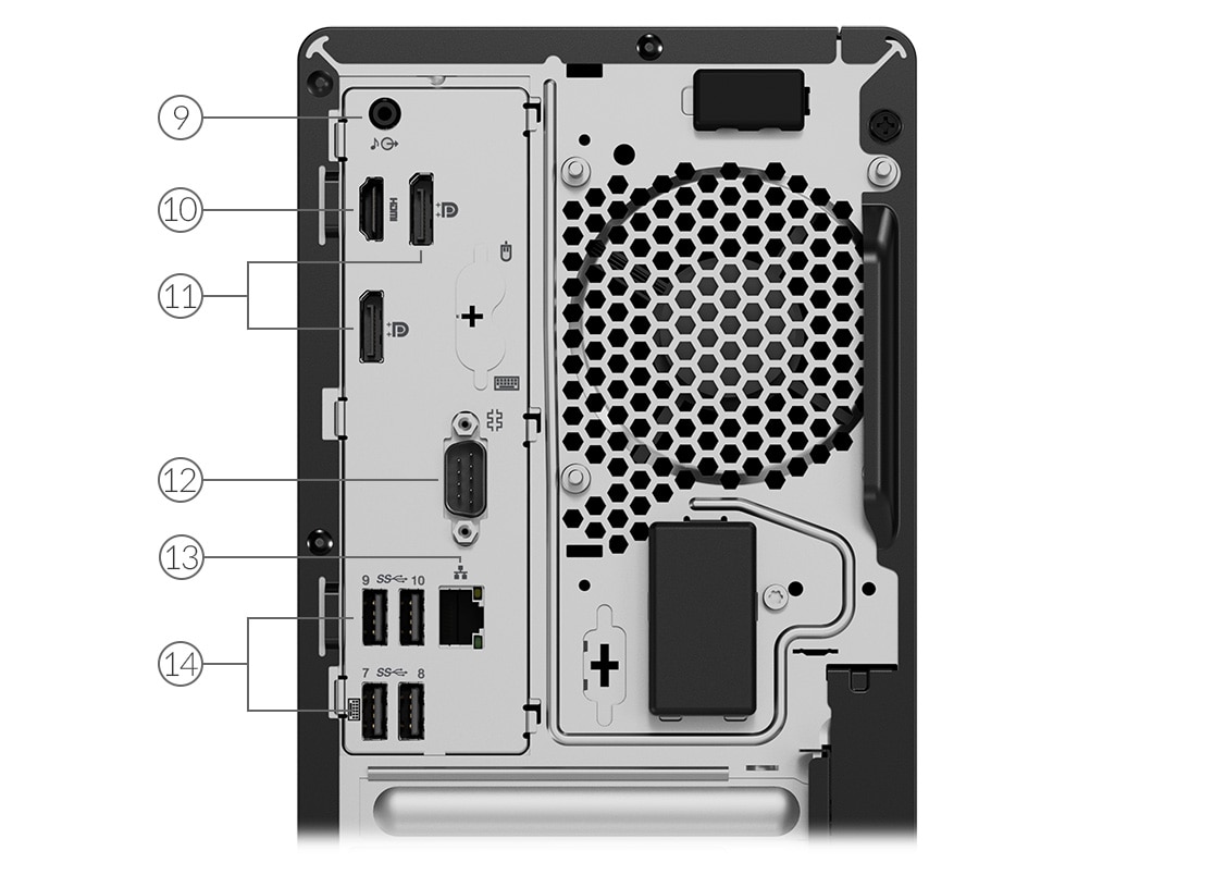 Порты и разъемы на задней панели настольного ПК Lenovo ThinkCentre M80t 