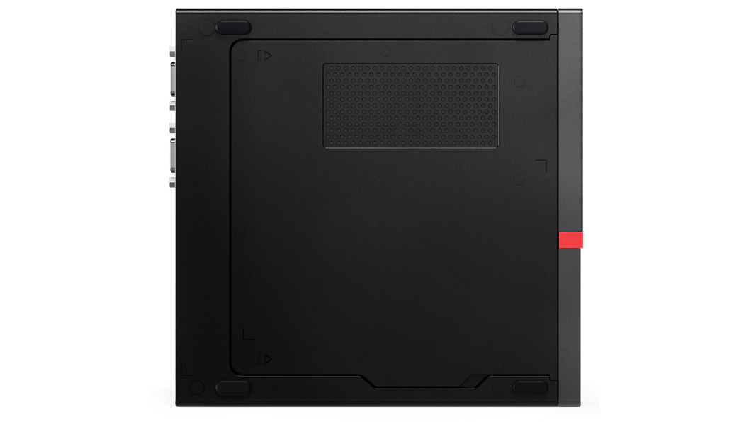 Lenovo ThinkCentre M920x Tiny, bottom view showing venting and internal access cover.