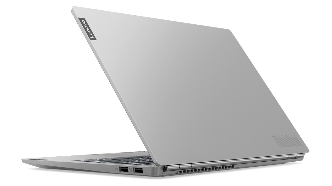 Rear view of Lenovo ThinkBook 13s in mineral gray color