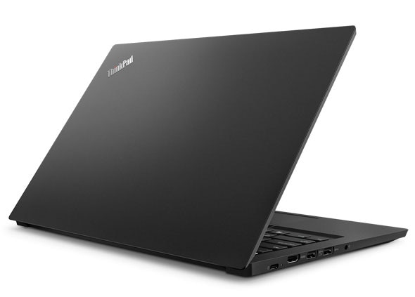 Lenovo ThinkPad E490s laptop showing top metallic cover in Black.