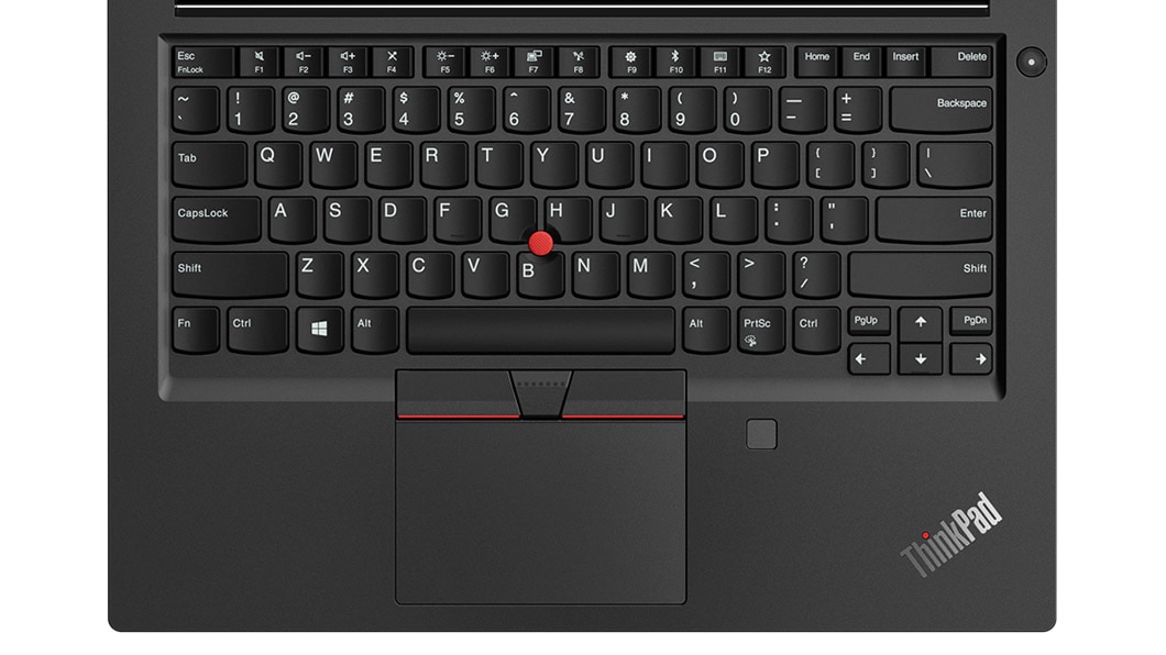 Lenovo ThinkPad E490s in black, detailed keyboard view.