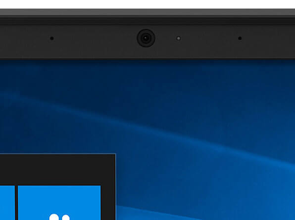 Lenovo ThinkPad E590 laptop closeup of webcam.