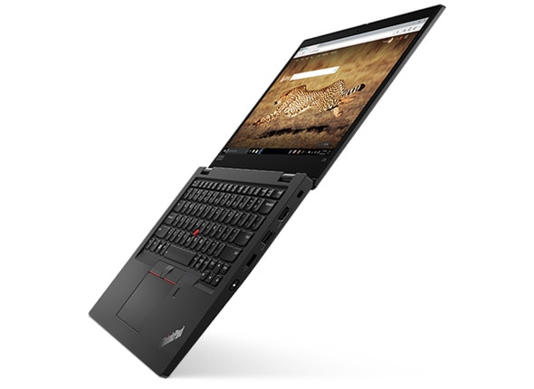 Lenovo ThinkPad L13 laptop open 180 degrees.