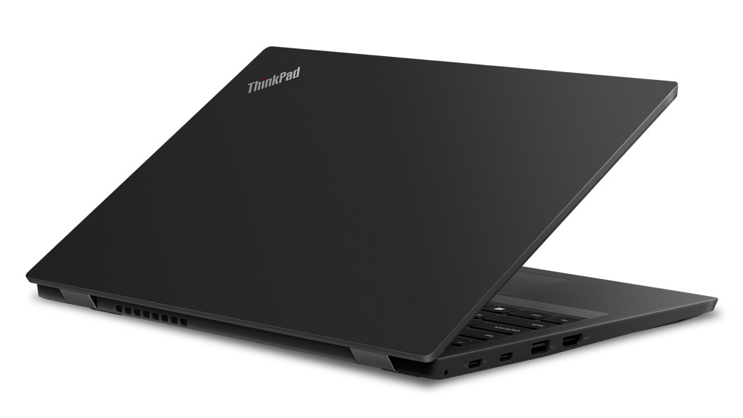 Lenovo ThinkPad L390 - Laptop half-closed, revealing ThinkPad logo and part of keyboard