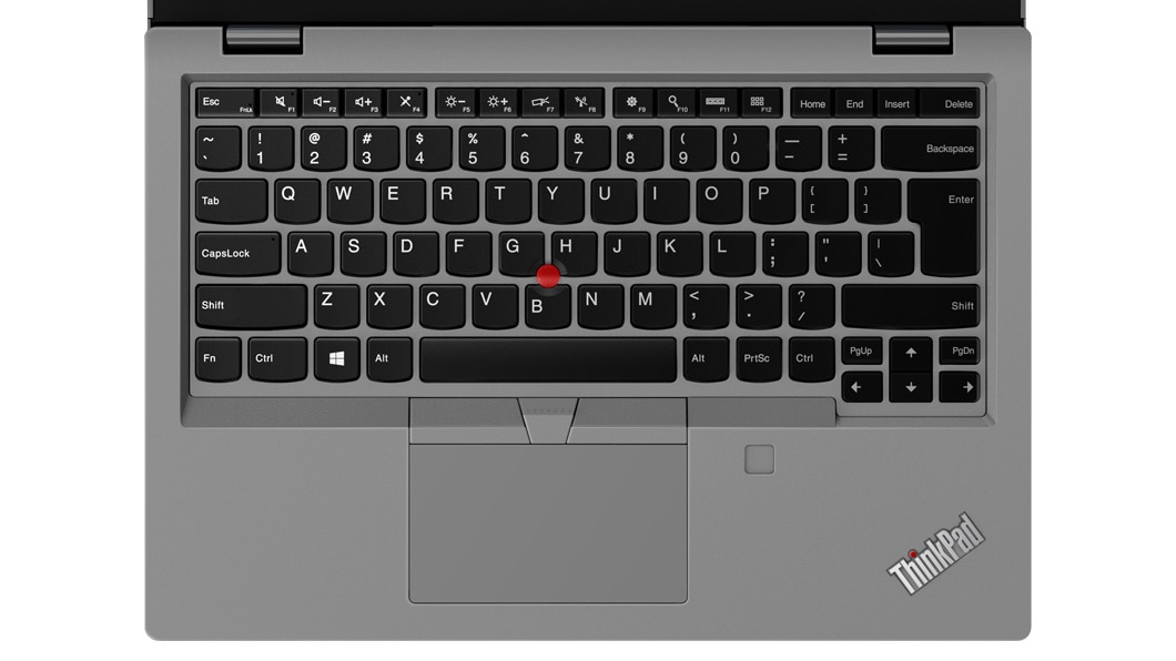 Lenovo ThinkPad L390 - Shot showing the keyboard of the silver laptop