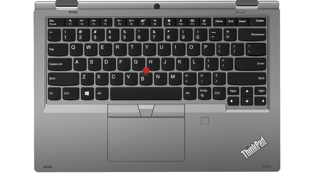 Lenovo ThinkPad L390 Yoga - Shot showing the keyboard of the silver 2-in-1 laptop