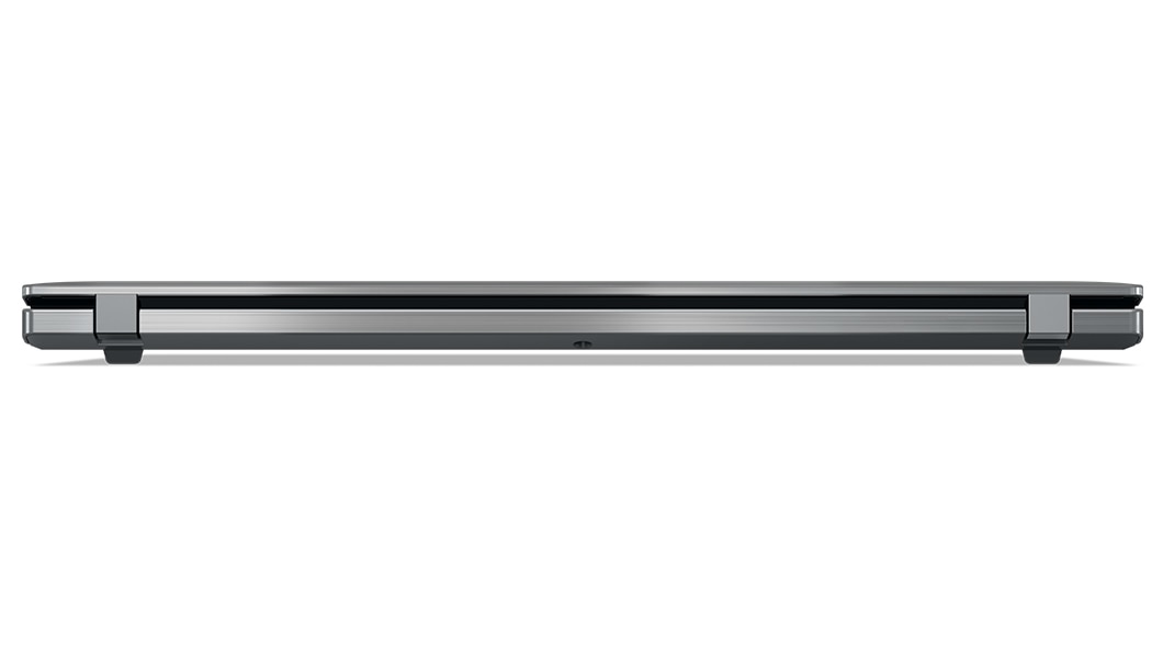Rear-facing, closed-cover profile of the Lenovo ThinkPad T14s Gen 4 laptop in Storm Grey.