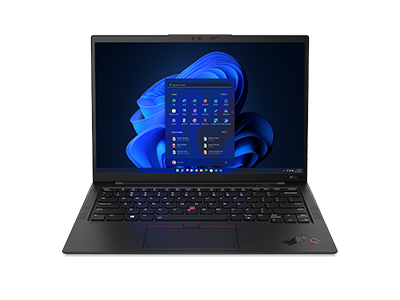Front-facing 14 inch Lenovo ThinkPad X1 Carbon Gen 11 laptop.