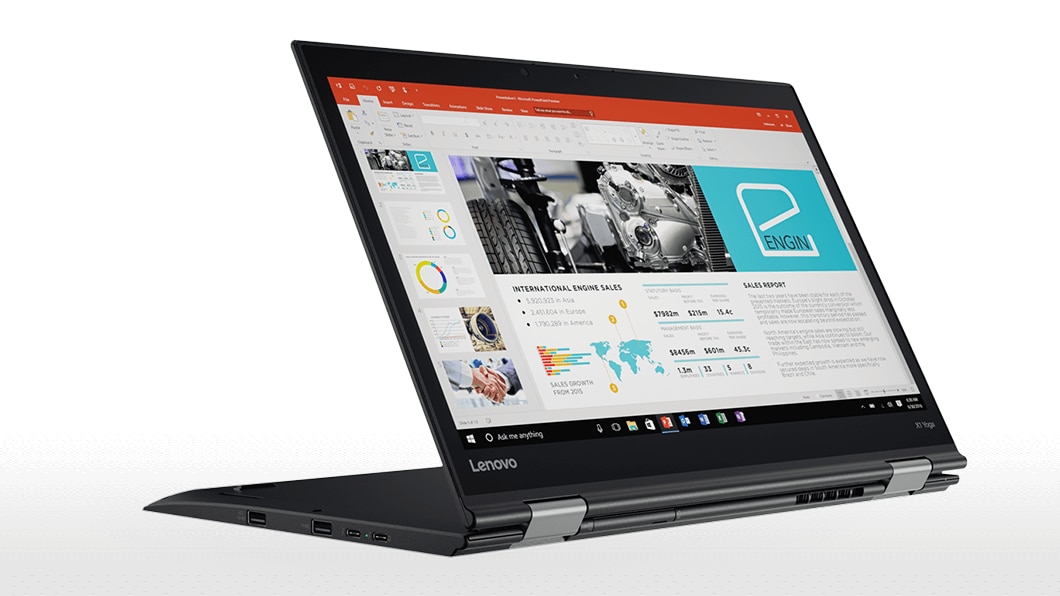 Lenovo ThinkPad X1 Yoga in Black Front Left Side View in Stand Mode