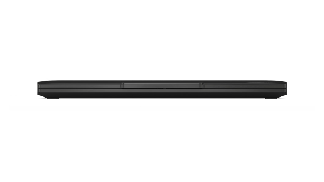 Closed cover, front-facing Lenovo ThinkPad X13 Gen 4 laptop in Deep Black.