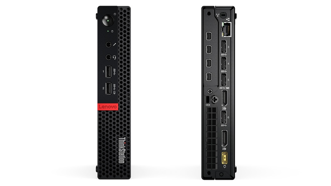 Front and back sides of ThinkStation P320 Tiny.